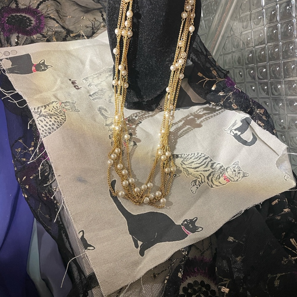 Gold Multi-Strand Beaded Necklace - Women Jewelry - Picture 6 of 6